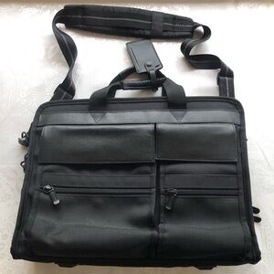 COMPAQ Black Leather/Canvas Men’s Professional Briefcase Messenger Bag NWOT